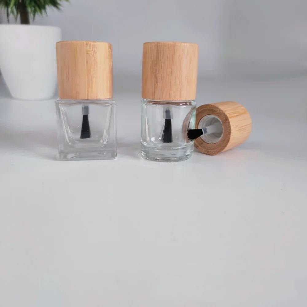 10-Pack Glass Nail Oil Bottles 5ml–10ml | Wood & Bamboo Caps Nail Oil Bottles QXL