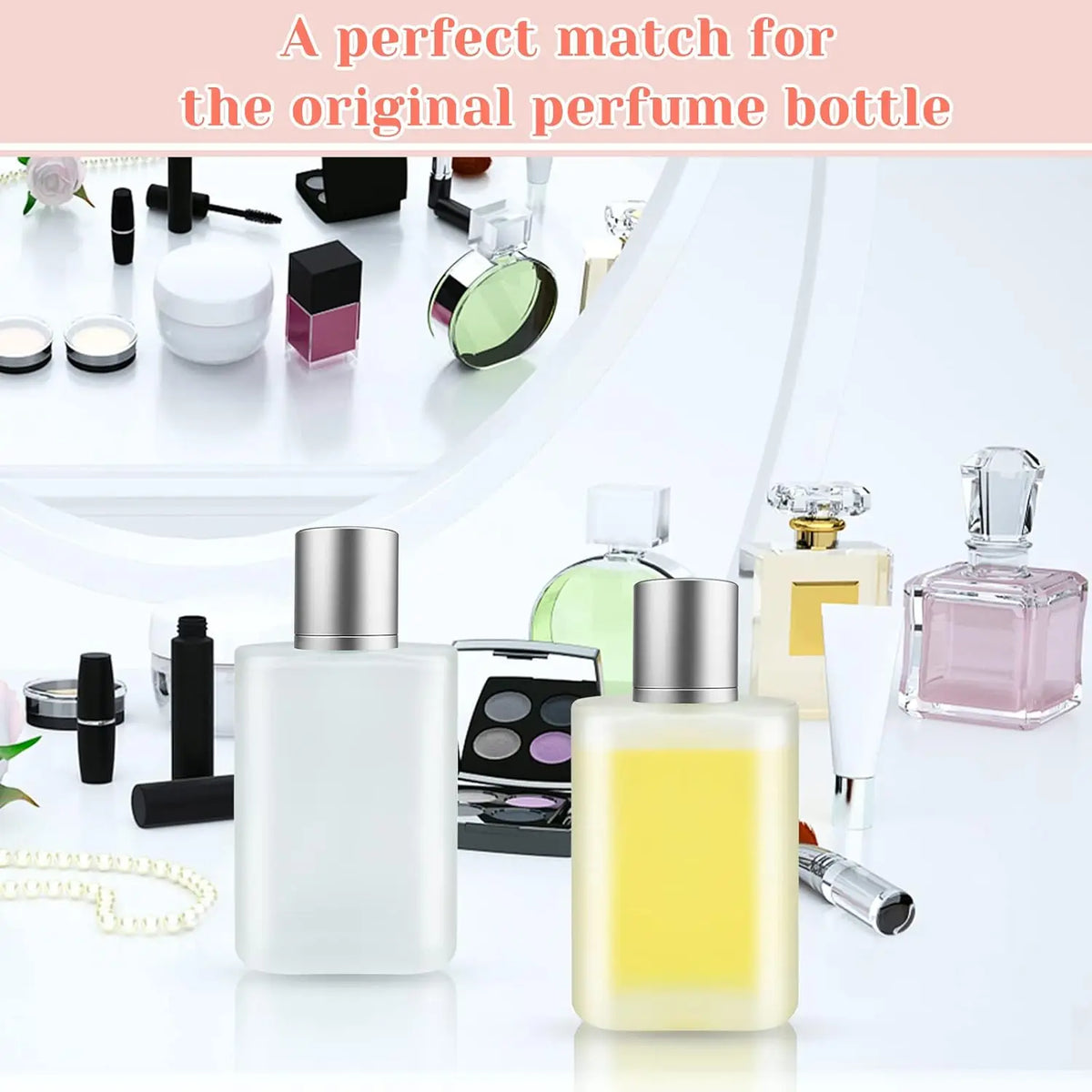 2-Pack Refillable Frosted Glass Perfume Atomizer Bottles + Funnel Perfume Atomizer Bottle QXL