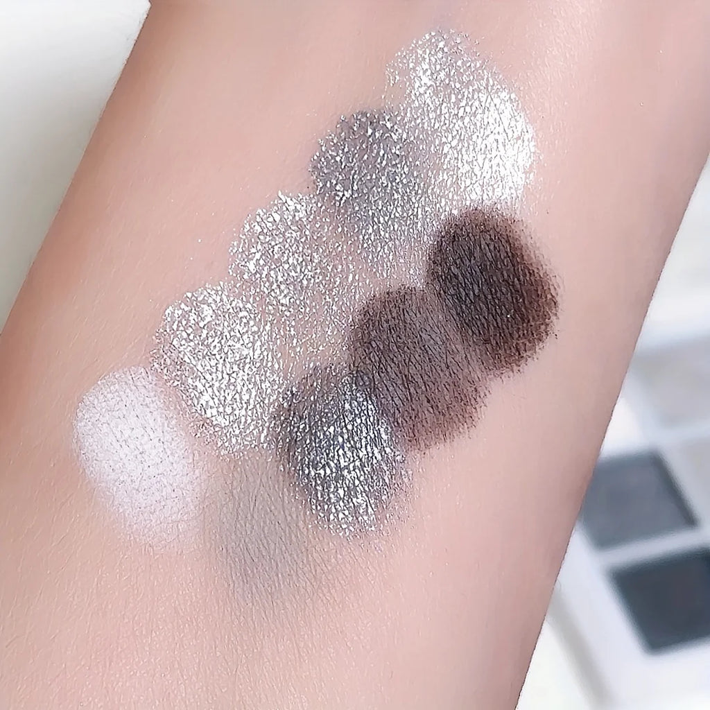 9-Color Smokey Eyeshadow Palette | Black Grey Silver Shimmer Eyeshadow Palette QXL