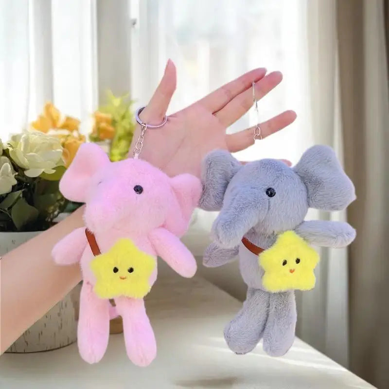 Star Elephant Plush Keychain | Cute Animal Key Ring Gift Plush Keychain QXL
