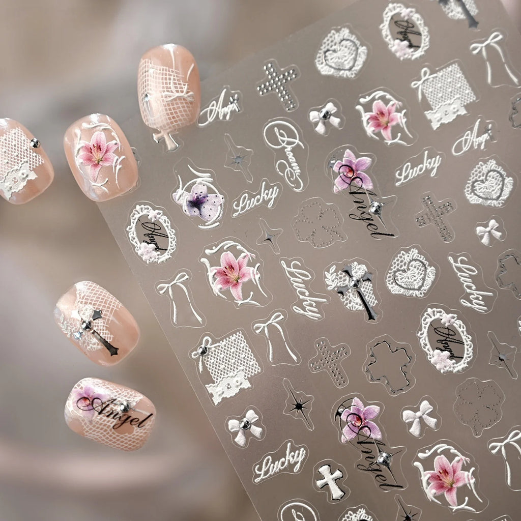 5D Embossed Nail Art Stickers | Cute Cat Kawaii Decals Nail Art Stickers QXL