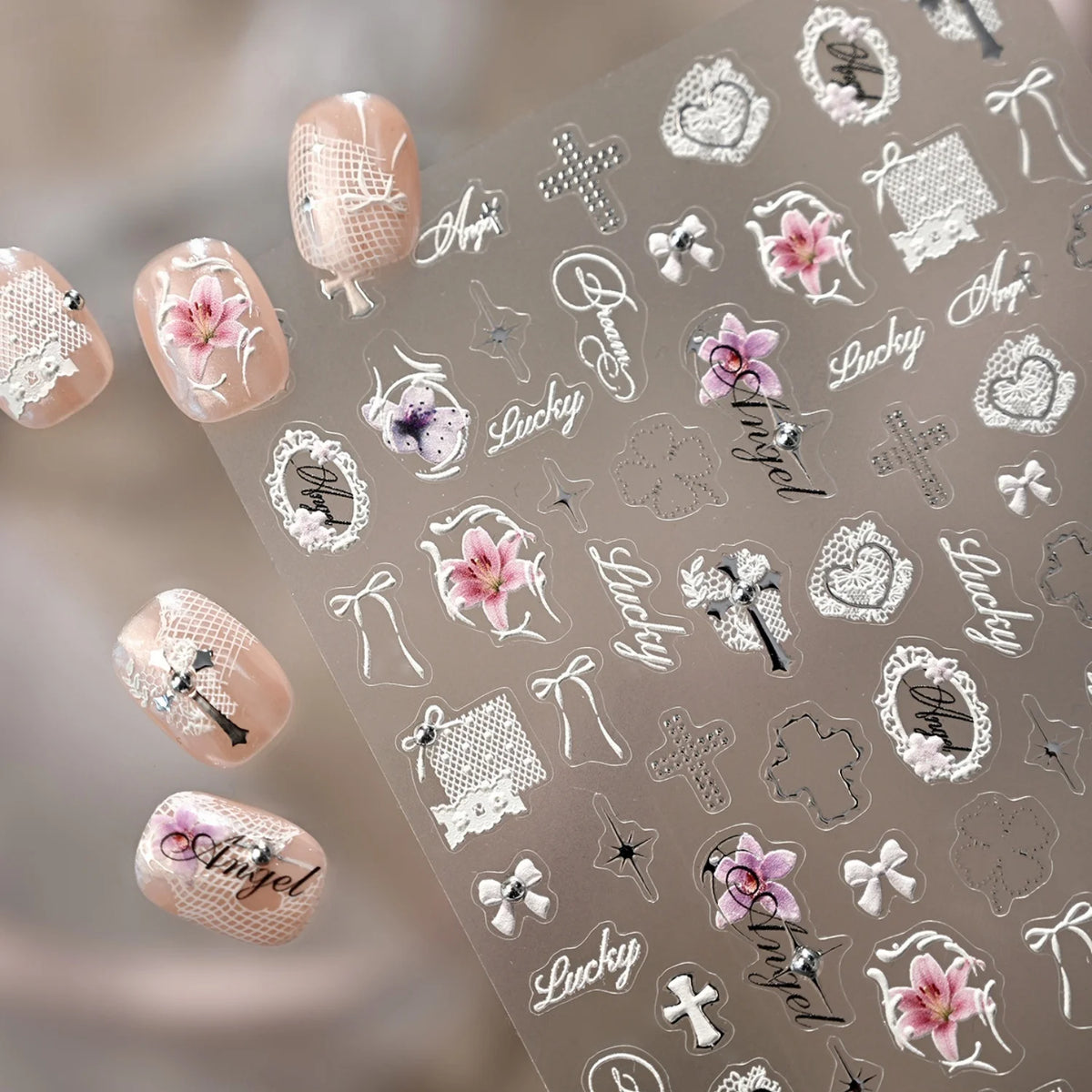 5D Embossed Nail Art Stickers | Cute Cat Kawaii Decals Nail Art Stickers QXL
