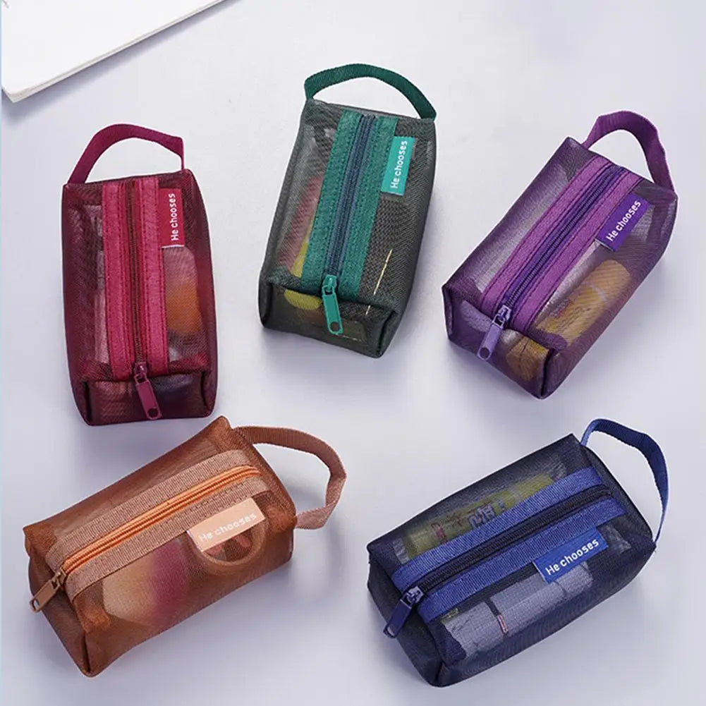 Small Square Mesh Zipper Pouch | Travel Storage Bag Mesh Zipper Pouch QXL