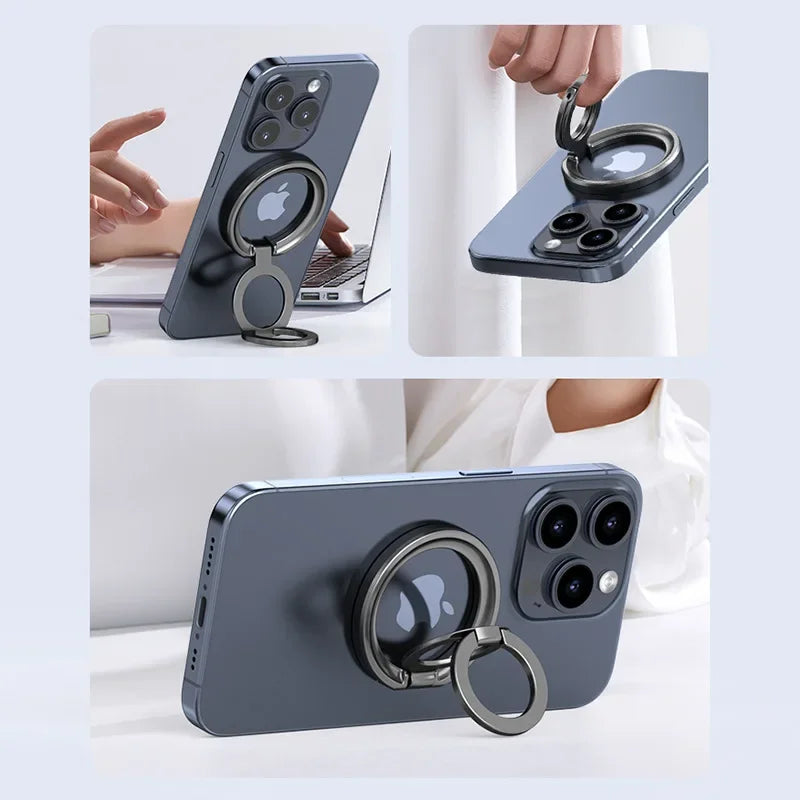 Aluminum Alloy Magnetic Phone Stand | Rotating Folding Tripod Magnetic Phone Stand QXL