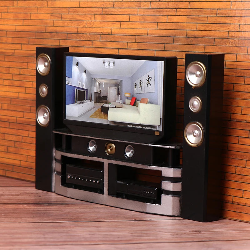 1:12 Scale Dollhouse Mini TV Set | Living Room Decor Dollhouse Miniature QXL