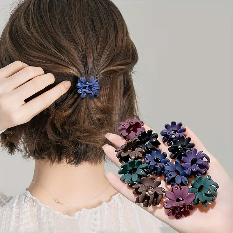 Matte Flower Hair Grab Clips – Elegant Barrettes 2-Pack Hair Clips QXL
