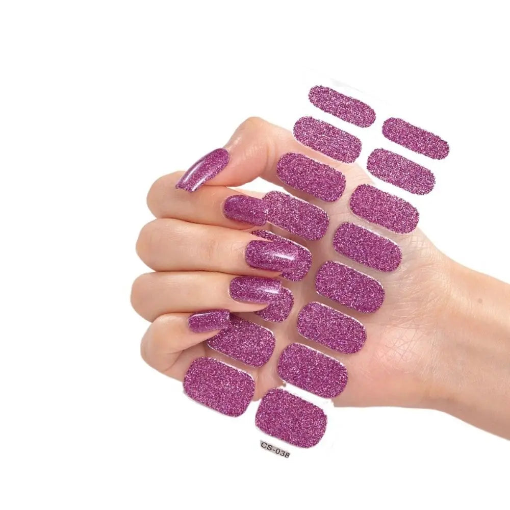 Glitter Gel Nail Stickers | Full Nail Wraps for DIY Nail Art Gel Nail Stickers QXL