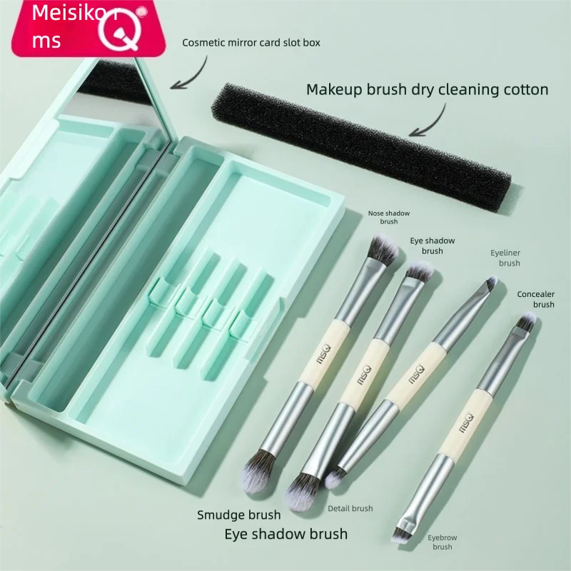 MSQ 4-Piece Double-Ended Makeup Brush Set | Eye & Face Makeup Brush Set QXL
