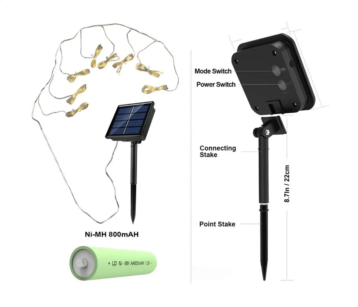 Solar Umbrella String Lights 104 LED 8 Modes IP67 Waterproof Solar String Lights QXL