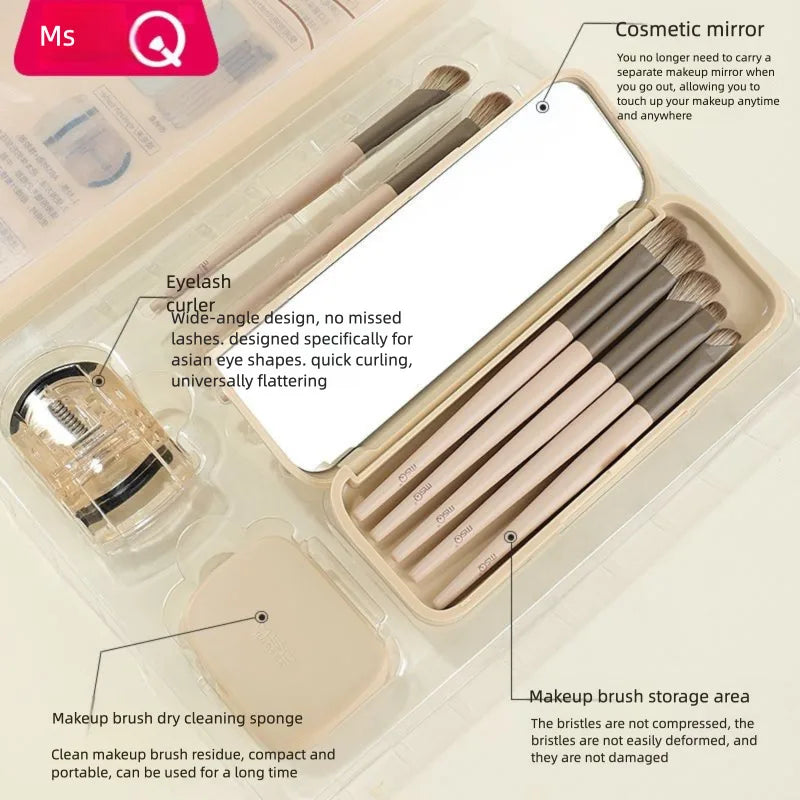 MSQ 5-Piece Pocket Eyeshadow Brush Set with Storage Box Eyeshadow Brush Set QXL