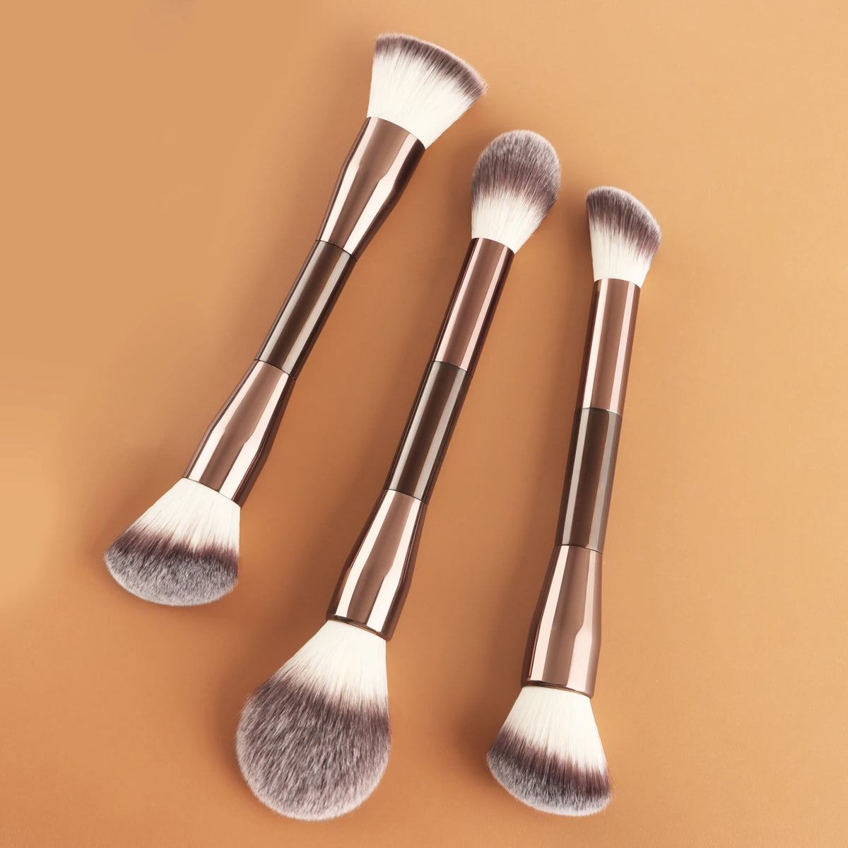 Ronshadow 3-Pc Double-Ended Makeup Brush Set | Powder & Blush Makeup Brush Set QXL