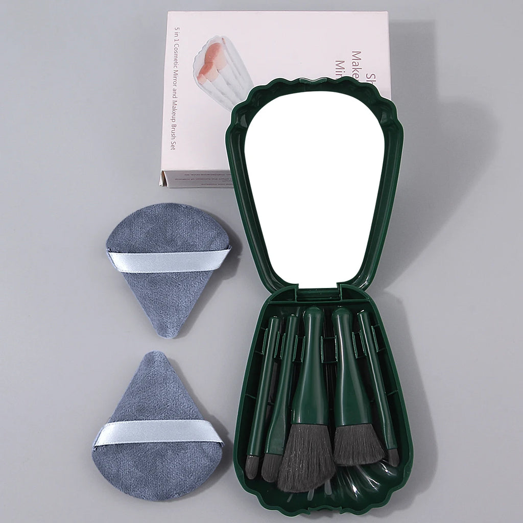KOSSHOW 8-Piece Mini Makeup Brush Set | Shell Box & Puff Makeup Brush Set QXL