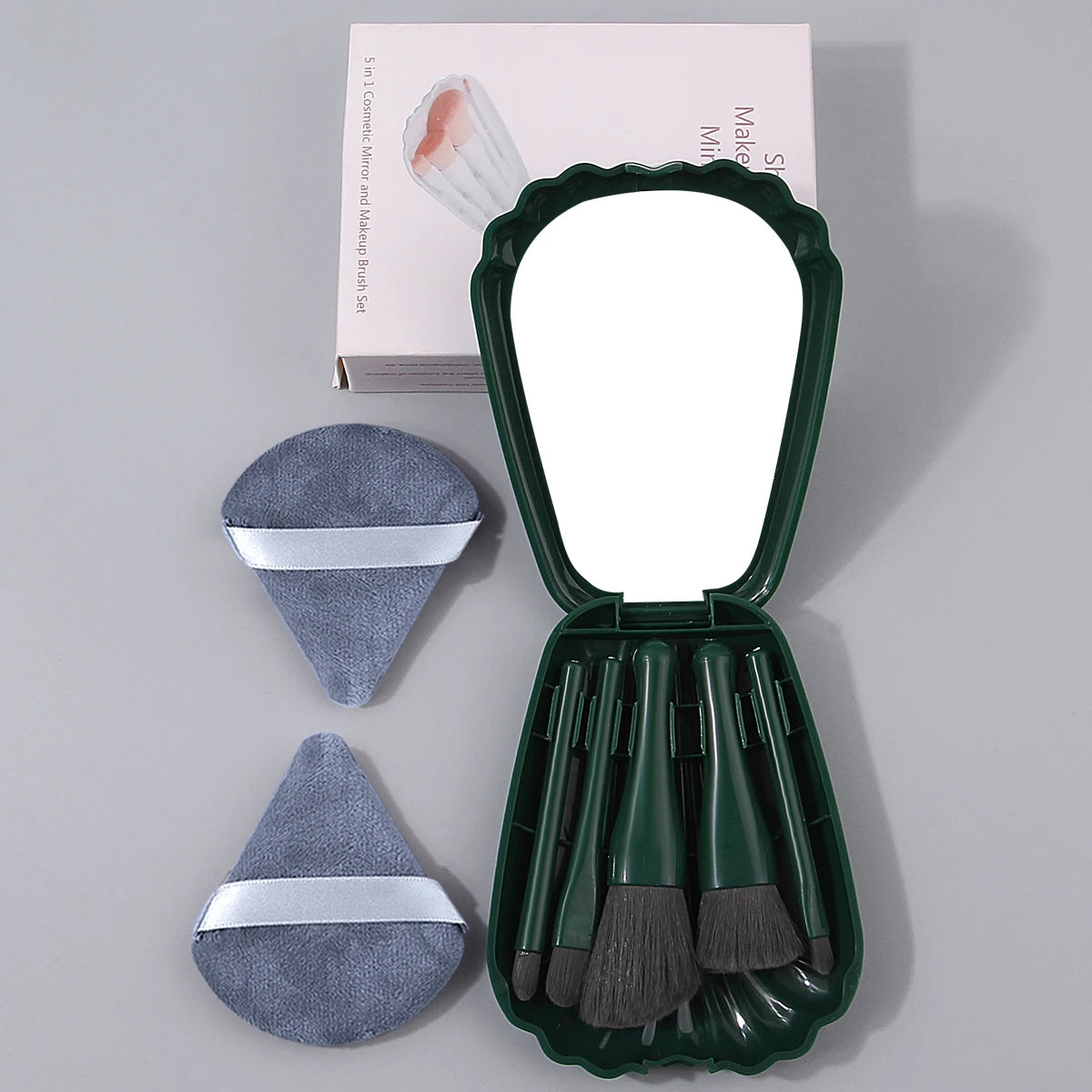 KOSSHOW 8-Piece Mini Makeup Brush Set | Shell Box & Puff Makeup Brush Set QXL