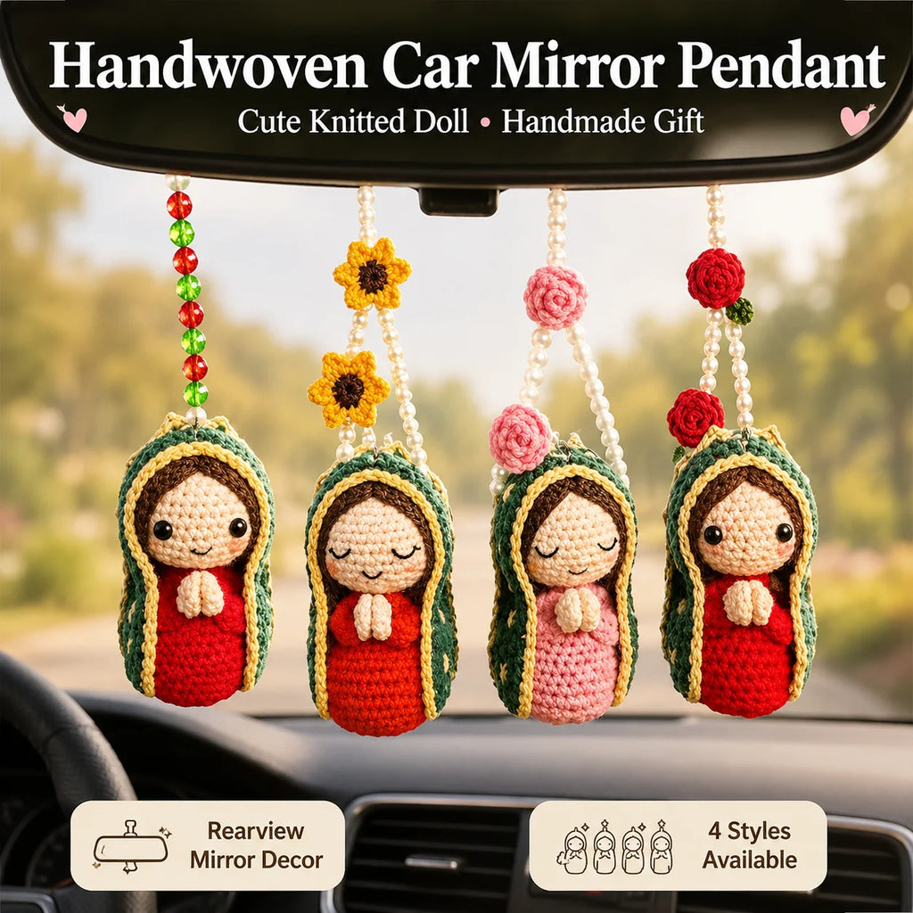 Handmade Crochet Doll Car Mirror Pendant | Cute Knit Ornament Car Hanging Ornament QXL