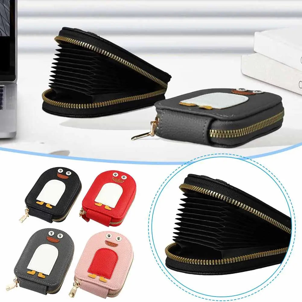 Cartoon Penguin Card Holder | PU Leather Accordion Wallet Card Holder Wallet QXL