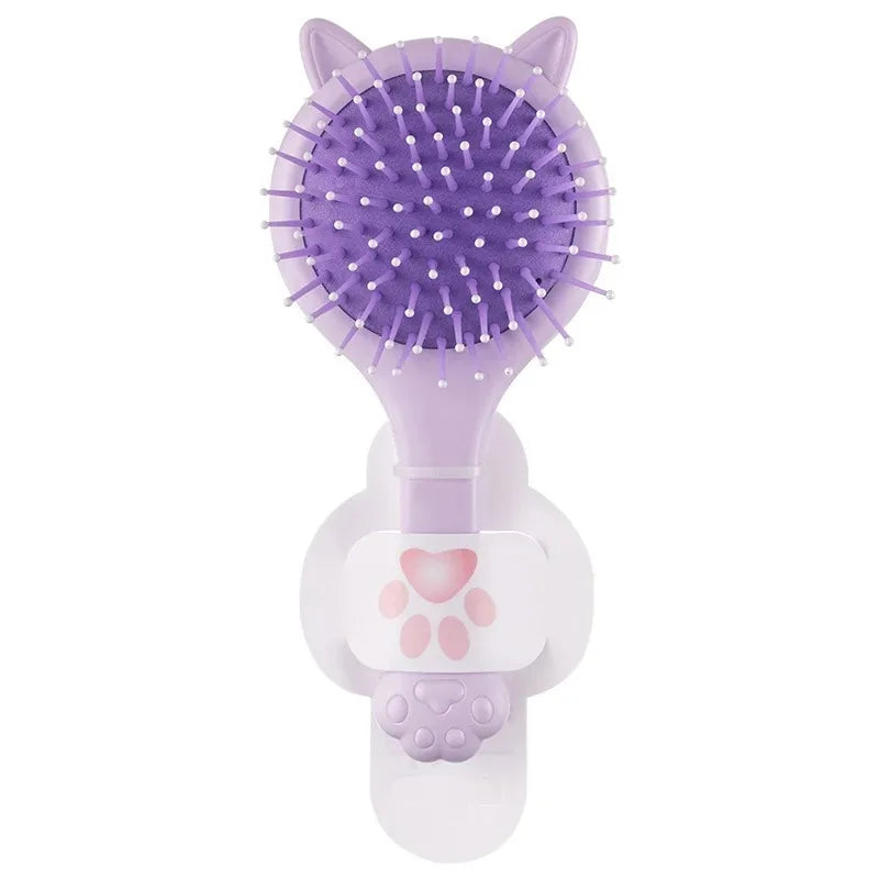 Cat Paw Air Cushion Hair Brush with Mirror & Scalp Massager Air Cushion Hair Brush QXL PURPLE