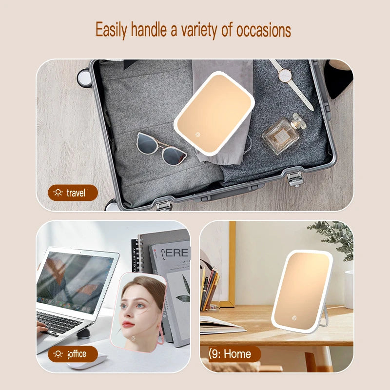 Adjustable LED Desktop Makeup Mirror | Foldable Vanity LED Makeup Mirror QXL