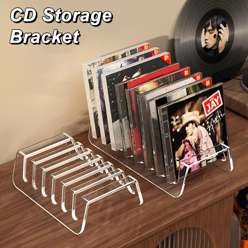 Transparent CD Vinyl Record Display Rack | Countertop Organizer Media Display Rack QXL