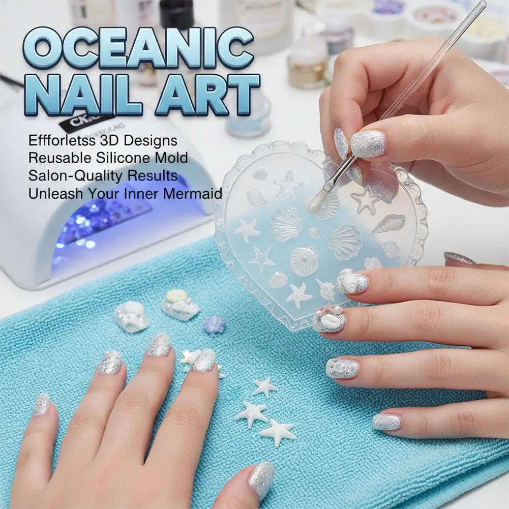 3D Ocean Shell Silicone Nail Mold | Seashell Starfish DIY Art Silicone Nail Mold QXL