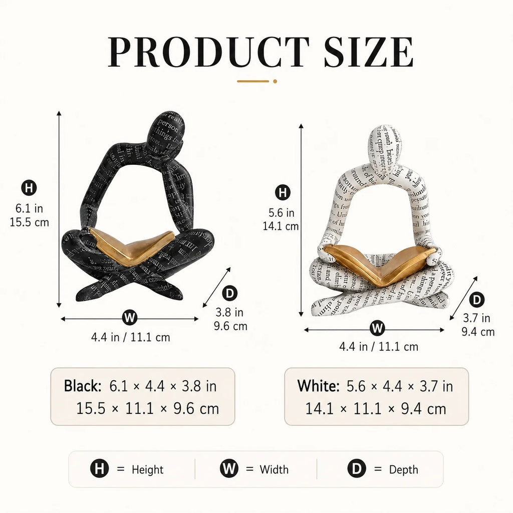 Abstract Reading Woman Resin Statue | Modern Desktop Sculpture Decorative Sculpture QXL