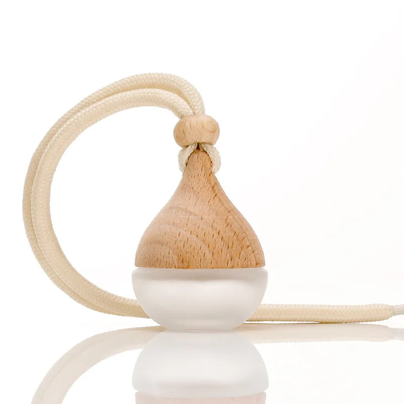 8ml Frosted Glass Perfume Bottle with Wood Lid | Car Freshener Glass Perfume Bottle QXL drop frosted
