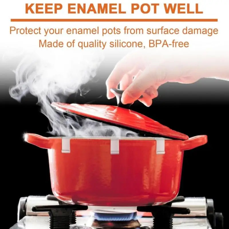 4-Pack Silicone Cookware Lid Protector Clips for Stacking Cookware Lid Clips QXL