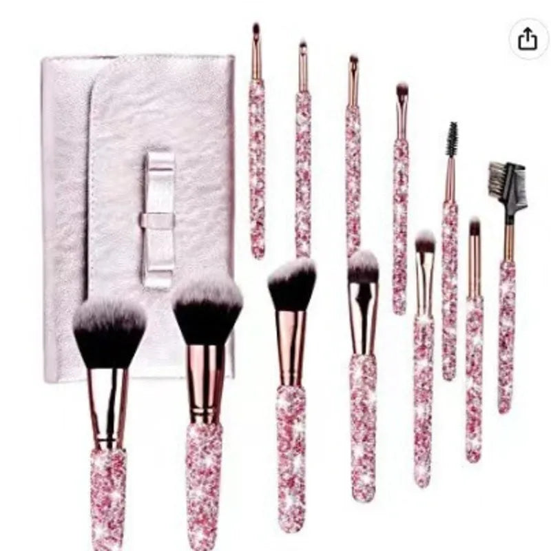 12-Piece Rhinestone Makeup Brush Set | Powder Blush Contour Makeup Brush Set QXL