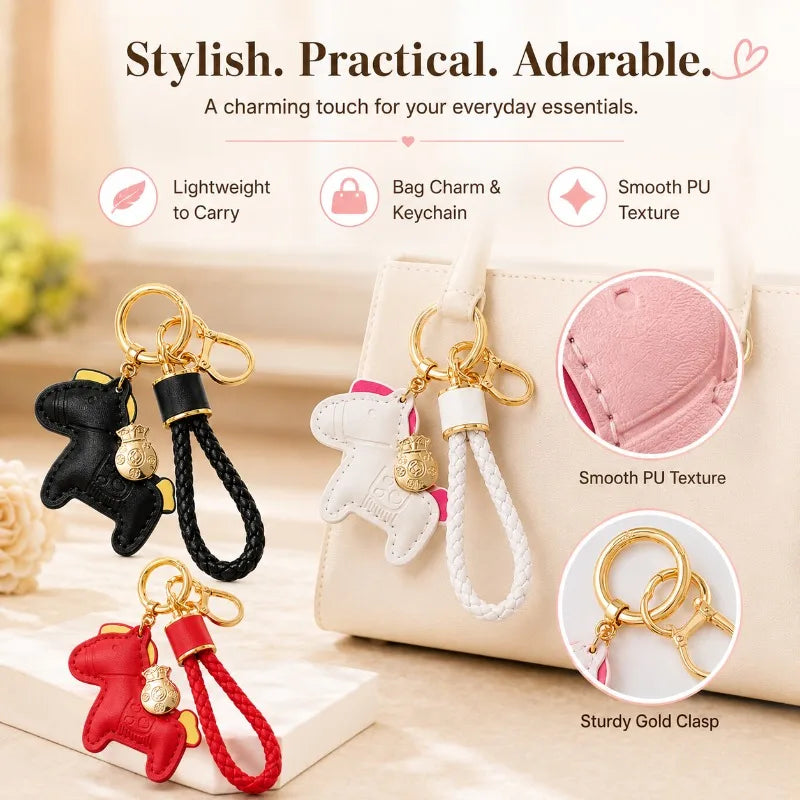 Horse Handmade Leather Keychain Pendant | Unisex Car Key Fob Leather Keychain Pendant QXL