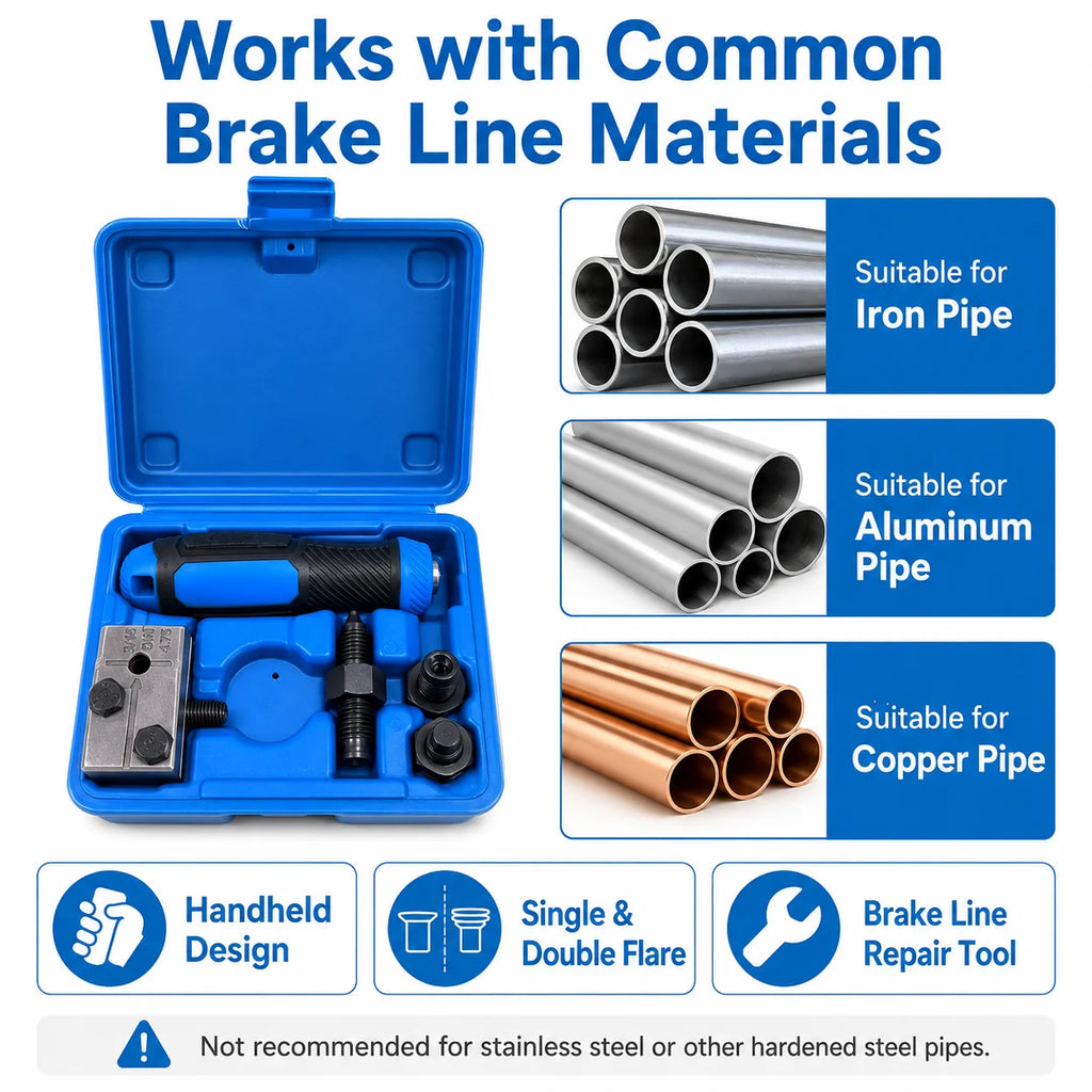 3/16" Brake Pipe Flaring Tool Kit | Single & Double Flare Brake Line Flaring Tool QXL