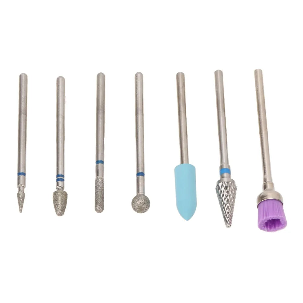 7-Pc Stainless Steel Nail Drill Bit Set | Gel & Acrylic Removal Nail Drill Bit Set QXL