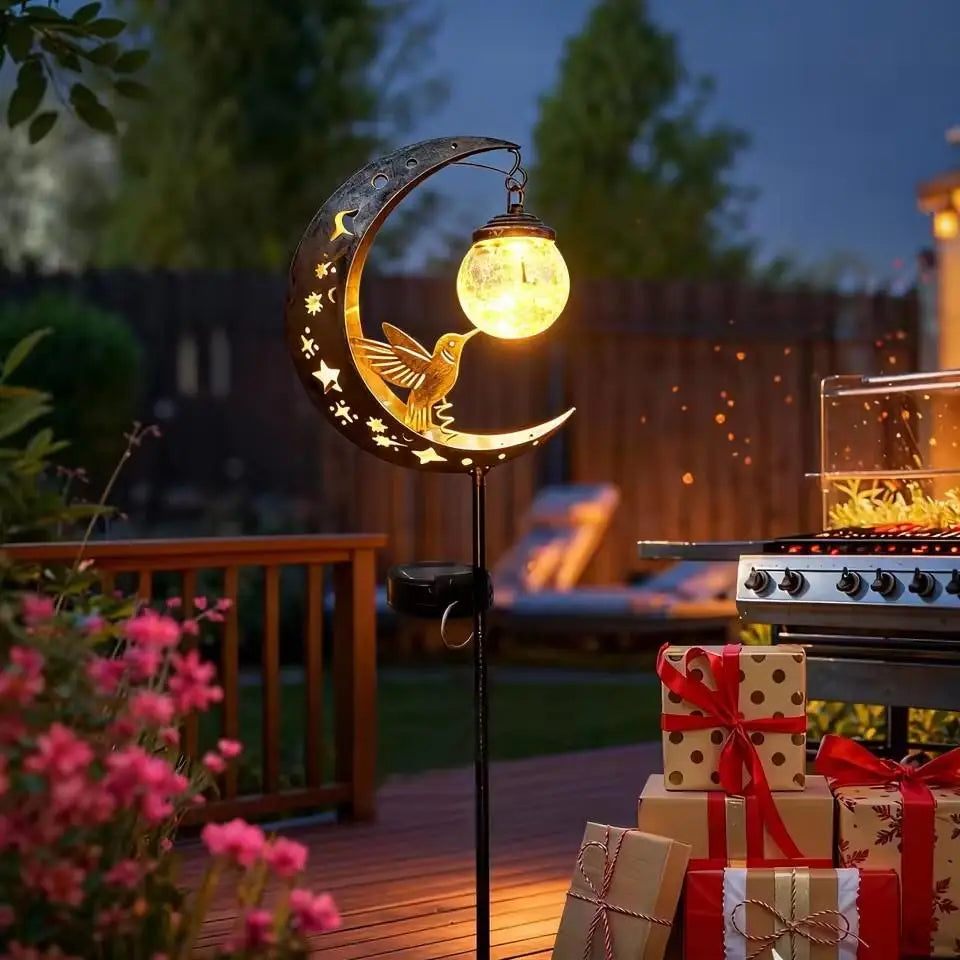 Solar Hummingbird Moon Garden Stake Light | Outdoor Decor Solar Garden Stake QXL