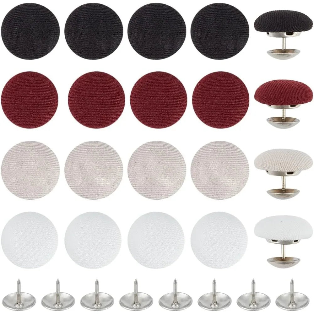40-Set Cloth Covered Metal Shank Buttons 17mm | 4 Colors Sewing Buttons QXL
