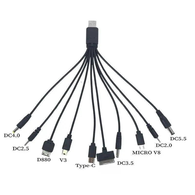 10-in-1 Universal Phone Charger Cable 20cm Micro USB Adapter USB Charging Cable QXL