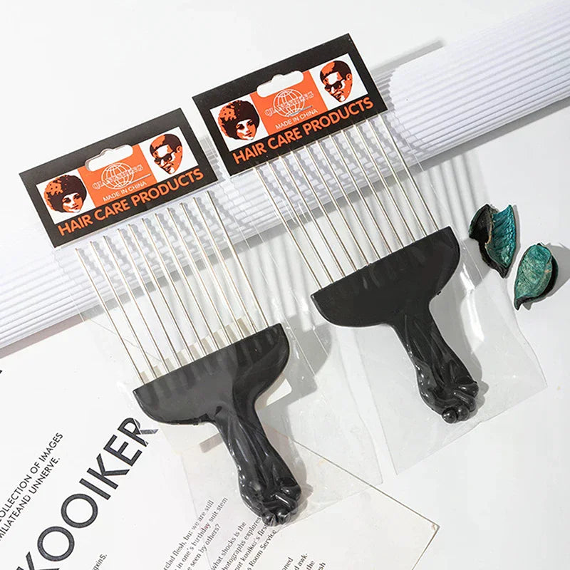 Black Metal Pick Comb | Afro Hair Styling Tool for Salons Hair Pick Comb QXL