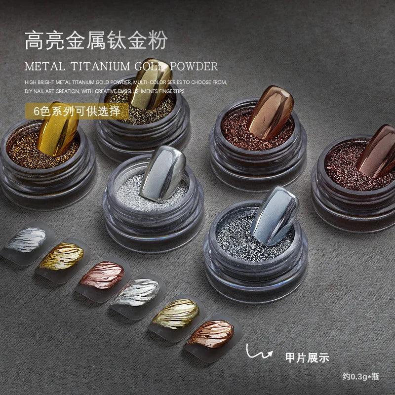 Mirror Chrome Nail Powder | Gold, Rose Gold & Silver Glitter Chrome Nail Powder QXL