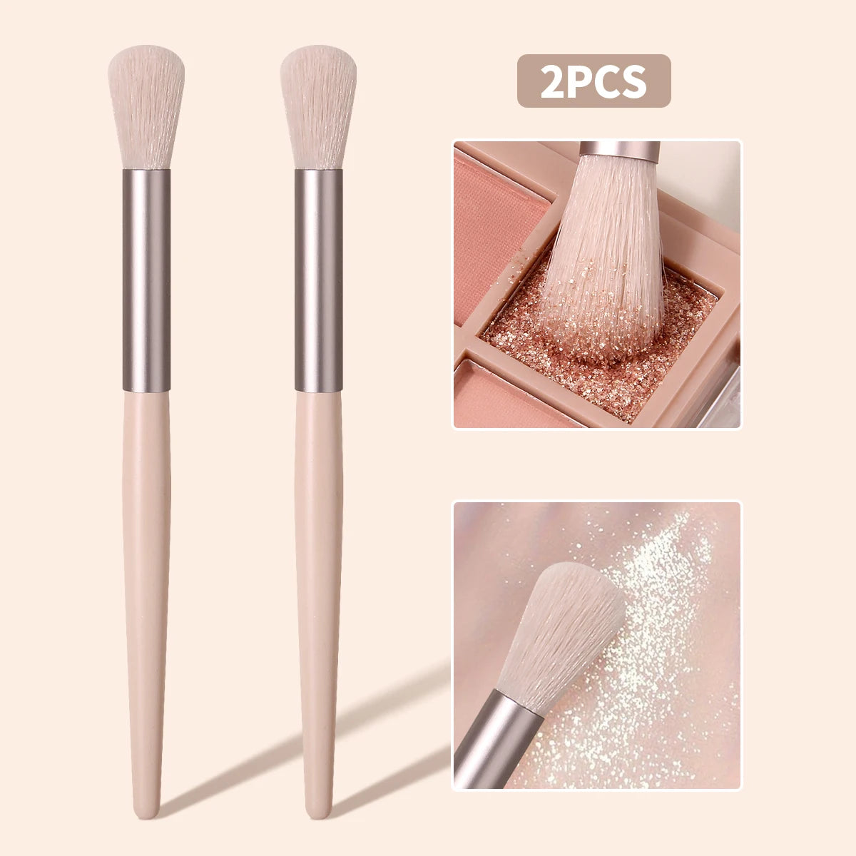 KOSSHOW 2-Pack Fluffy Highlight Brush Set | Shimmer & Glitter Highlight Makeup Brush QXL YELLOW