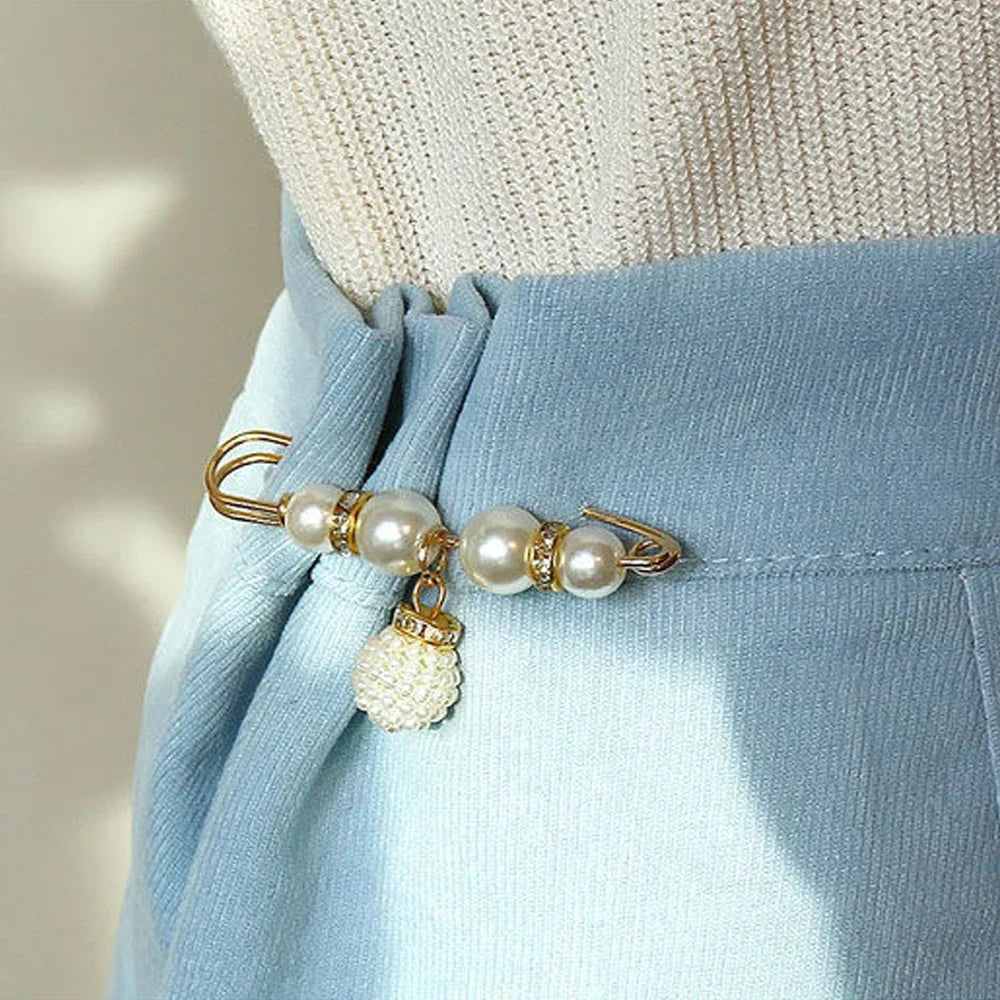 Alloy Pearl Brooch Pin | Elegant Ladies Dress & Waistband Pin Pearl Brooch Pin QXL
