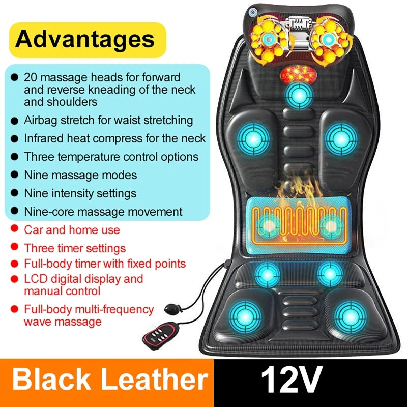 Dreamburgh Heated Seat Massage Cushion | Airbag Lumbar Support Massage Seat Cushion QXL
