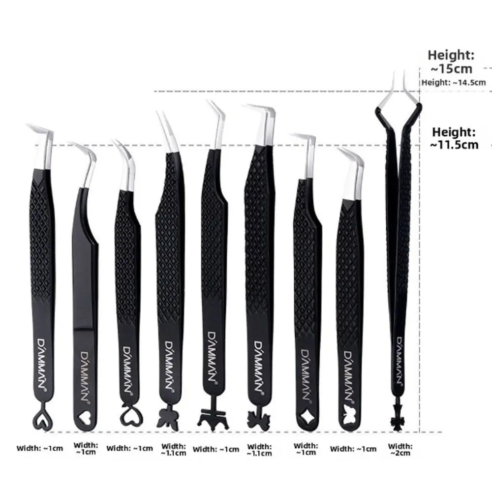 Flat Clamp Eyelash Extension Tweezers | Anti-Slip Fiber Tip Eyelash Extension Tweezers QXL