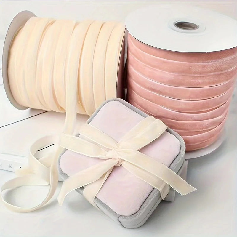 Single-Side Velvet Flocking Ribbon – DIY Bows & Decoration Velvet Craft Ribbon QXL