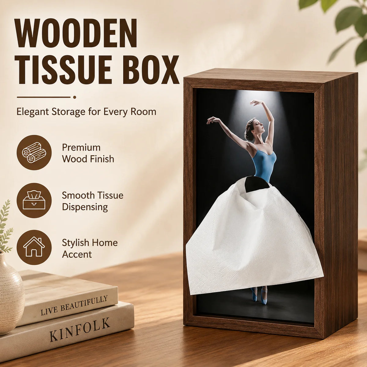 3D Ballerina Tissue Box | Dancing Girl Desktop Decor Decorative Tissue Box QXL