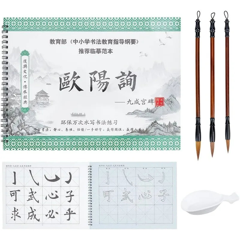 Chinese Water Writing Calligraphy Set | Reusable Cloth Paper Calligraphy Practice Set QXL