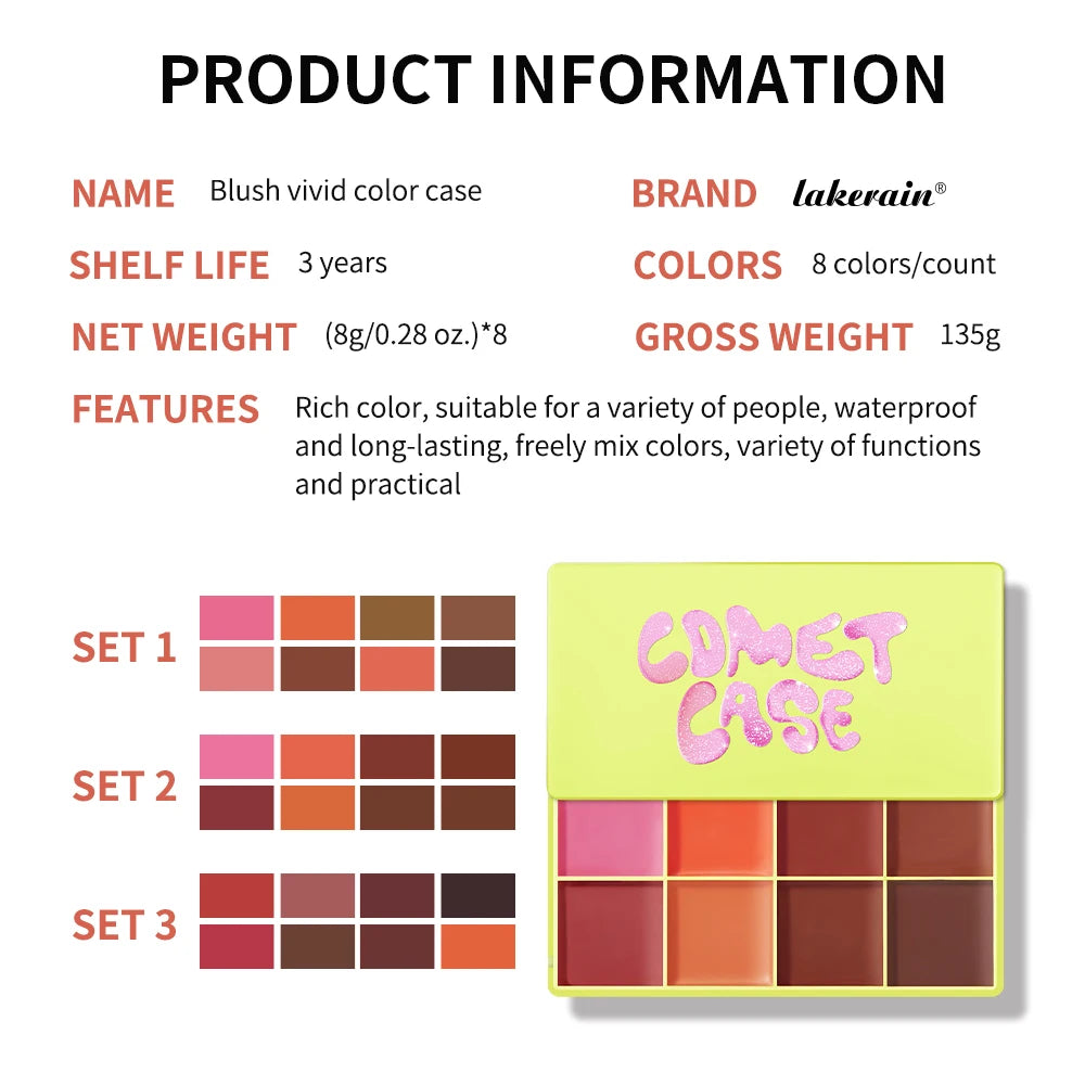 Lakerain 8-Color Cream Highlighter Palette | Matte & Shimmer Cream Highlighter Palette QXL