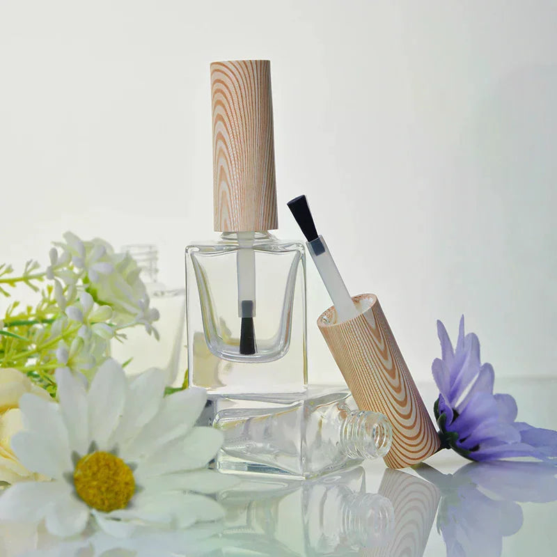 10ml Empty Nail Polish Bottle | Glass & Wood Grain Cap Nail Polish Bottle QXL