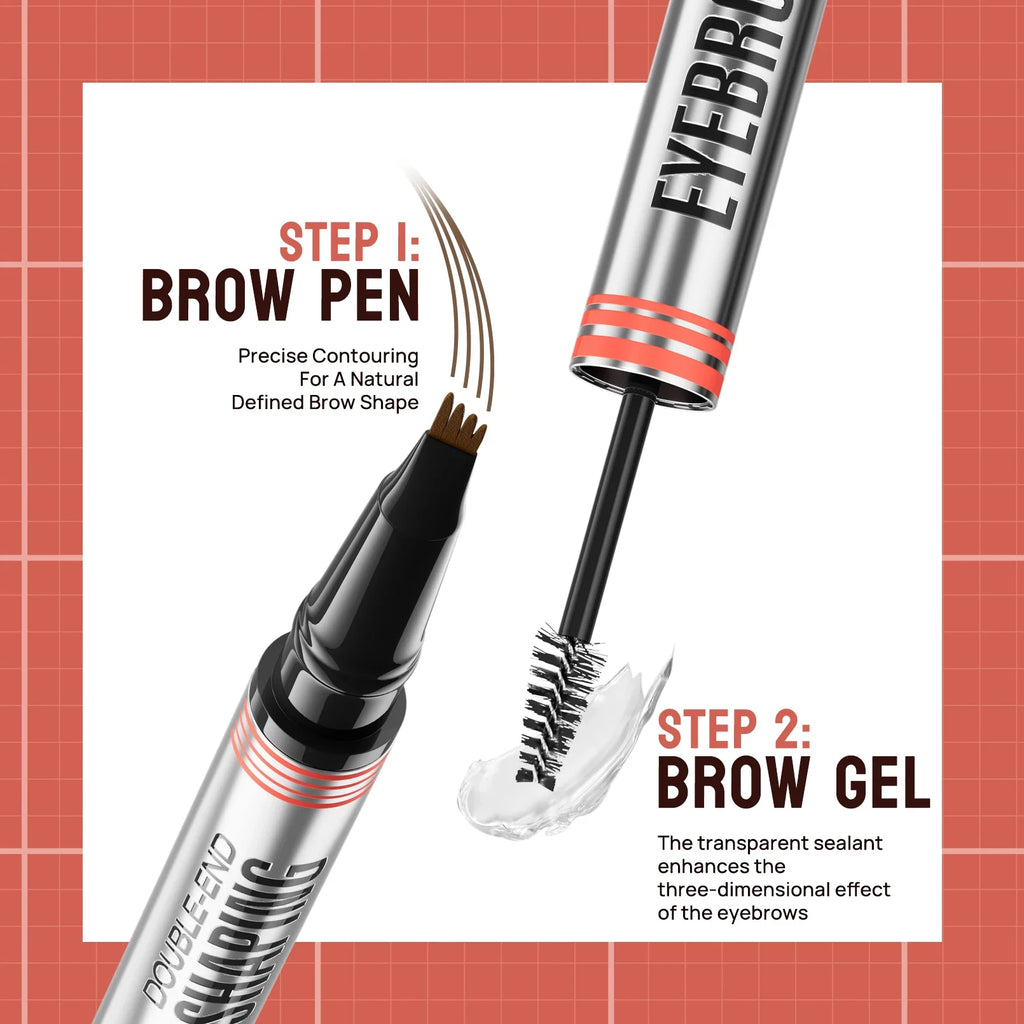 Hellokiss 2-in-1 Double-End Liquid Eyebrow Pencil 4-Tip Liquid Eyebrow Pencil QXL