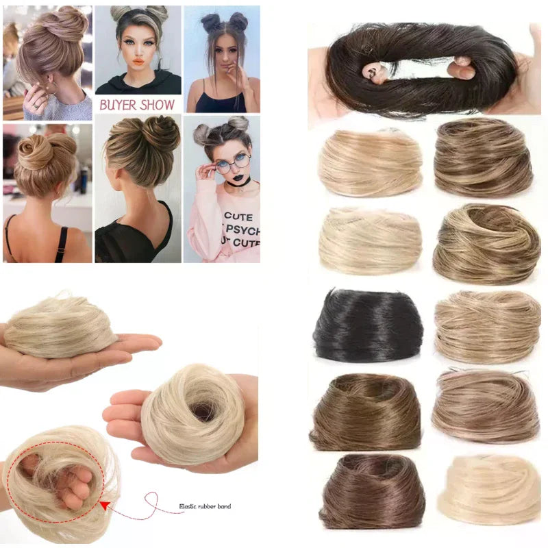 Synthetic Clip-In Hair Bun Ponytail Extension – Multicolour Hair Bun Extension QXL