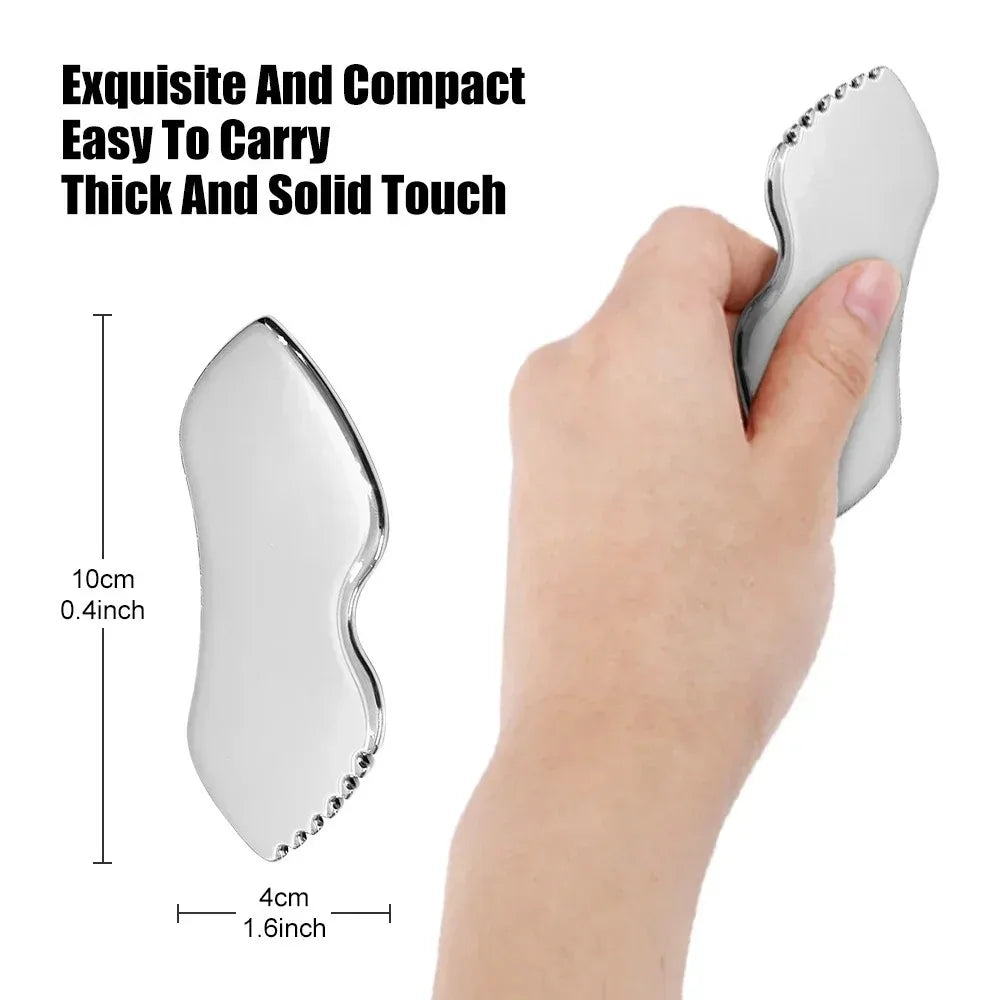 Stainless Steel Gua Sha & Face Sculpting Brush Set – 2 Pc Gua Sha Tool Set QXL