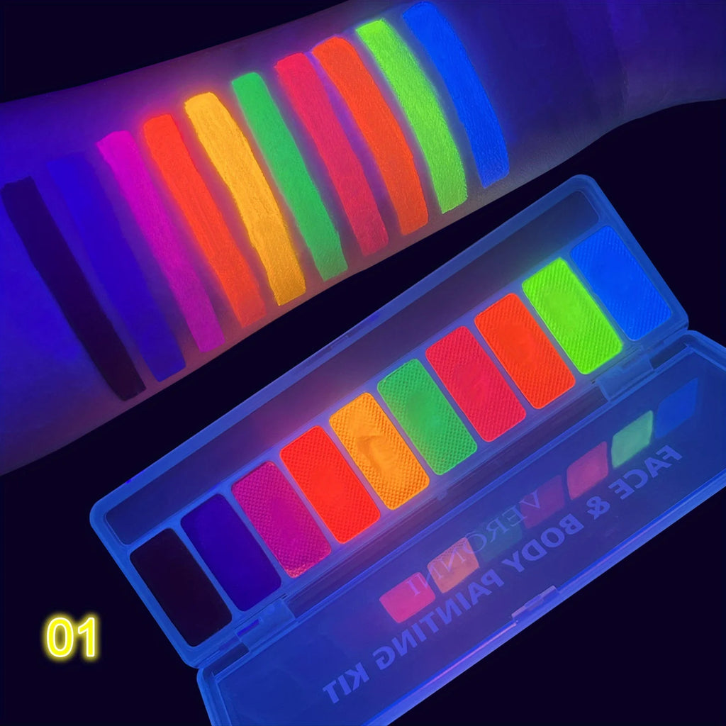 10-Color UV Neon Face & Body Paint Set | Glow Party Makeup Face & Body Paint QXL SXYGYC-10-01