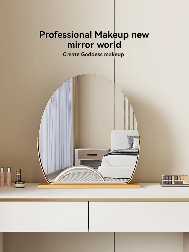 Elliptical HD Rotating Desktop Makeup Mirror | Metal Frame Desktop Makeup Mirror QXL