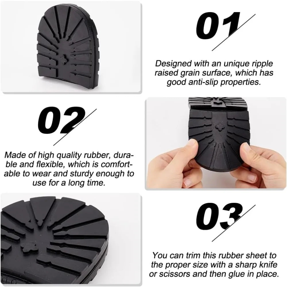 Rubber Half Sole & Heel Repair Pad | Non-Slip Raised Grain Shoe Sole Repair Pad QXL